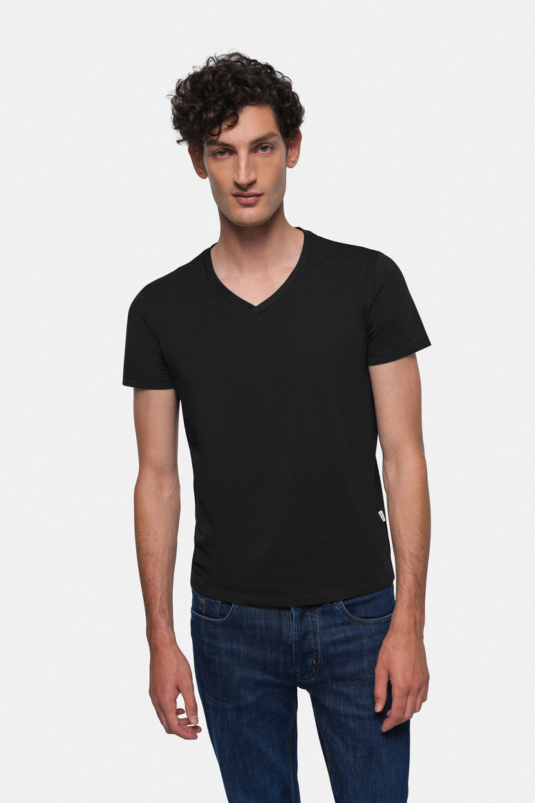 HAKRO V-Shirt Stretch schwarz