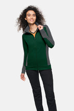 HAKRO Damen Sweatjacke Contrast Mikralinar® tanne/anthrazit