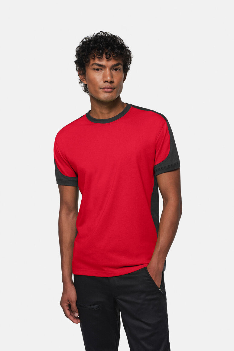 HAKRO T-Shirt Contrast Mikralinar® rot/anthrazit