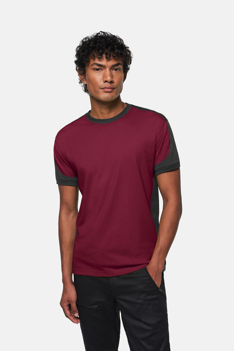 HAKRO T-Shirt Contrast Mikralinar® weinrot/anthrazit