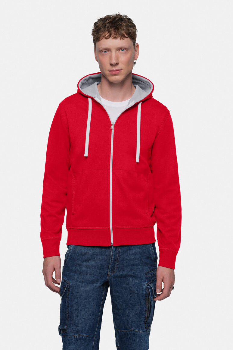 HAKRO Kapuzenjacke Bonded rot/silber