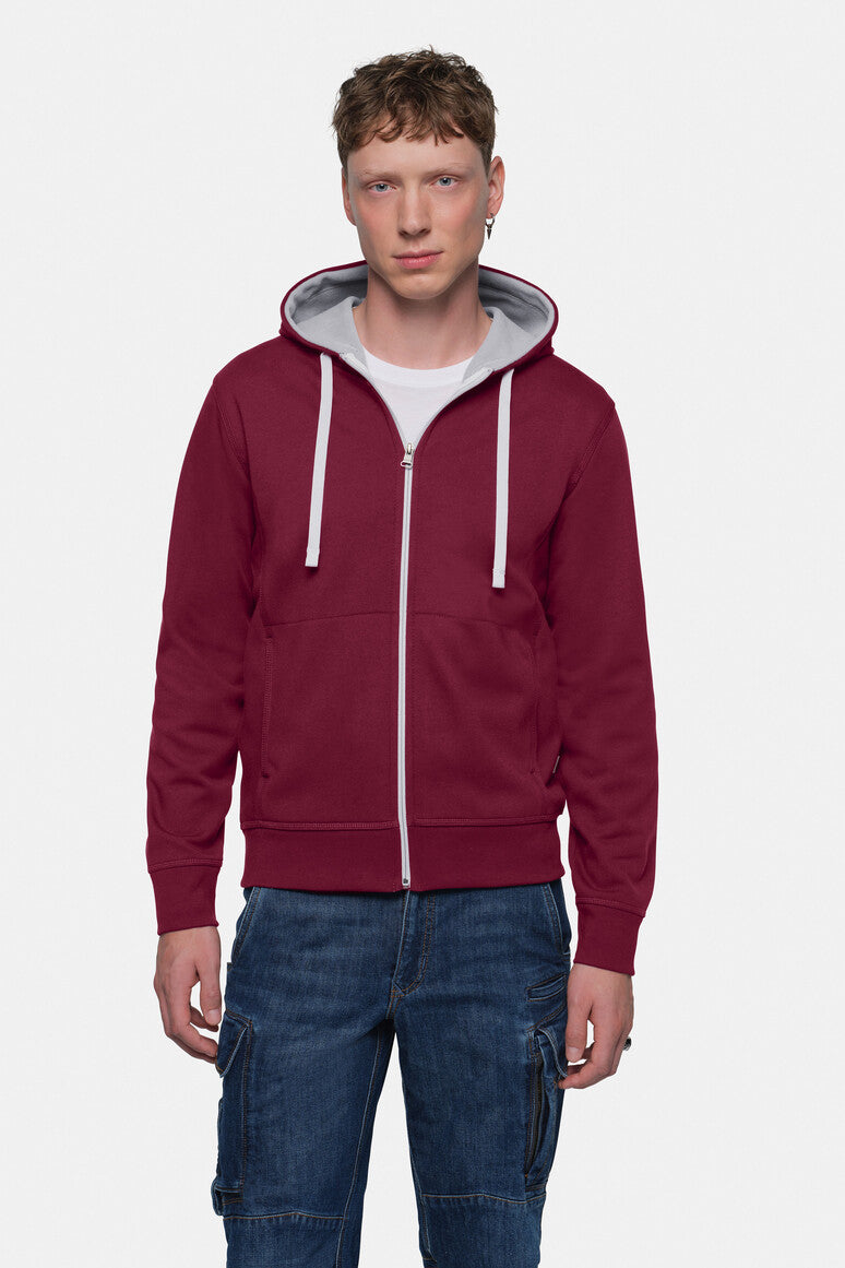 HAKRO Kapuzenjacke Bonded weinrot/silber