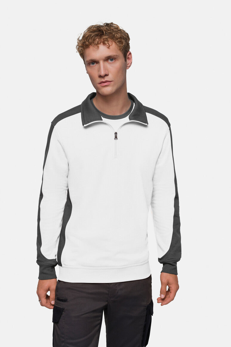 HAKRO Zip-Sweatshirt Contrast Mikralinar weiß/anthrazit
