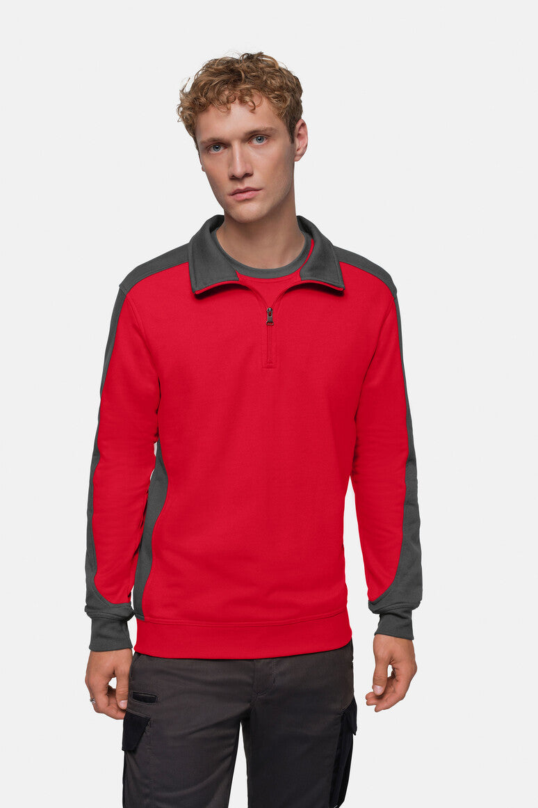 HAKRO Zip-Sweatshirt Contrast Mikralinar rot/anthrazit