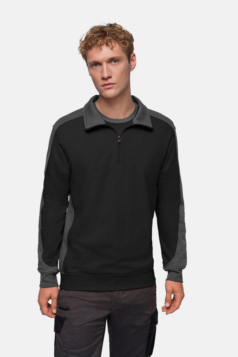 HAKRO Zip-Sweatshirt Contrast Mikralinar schwarz/anthrazit