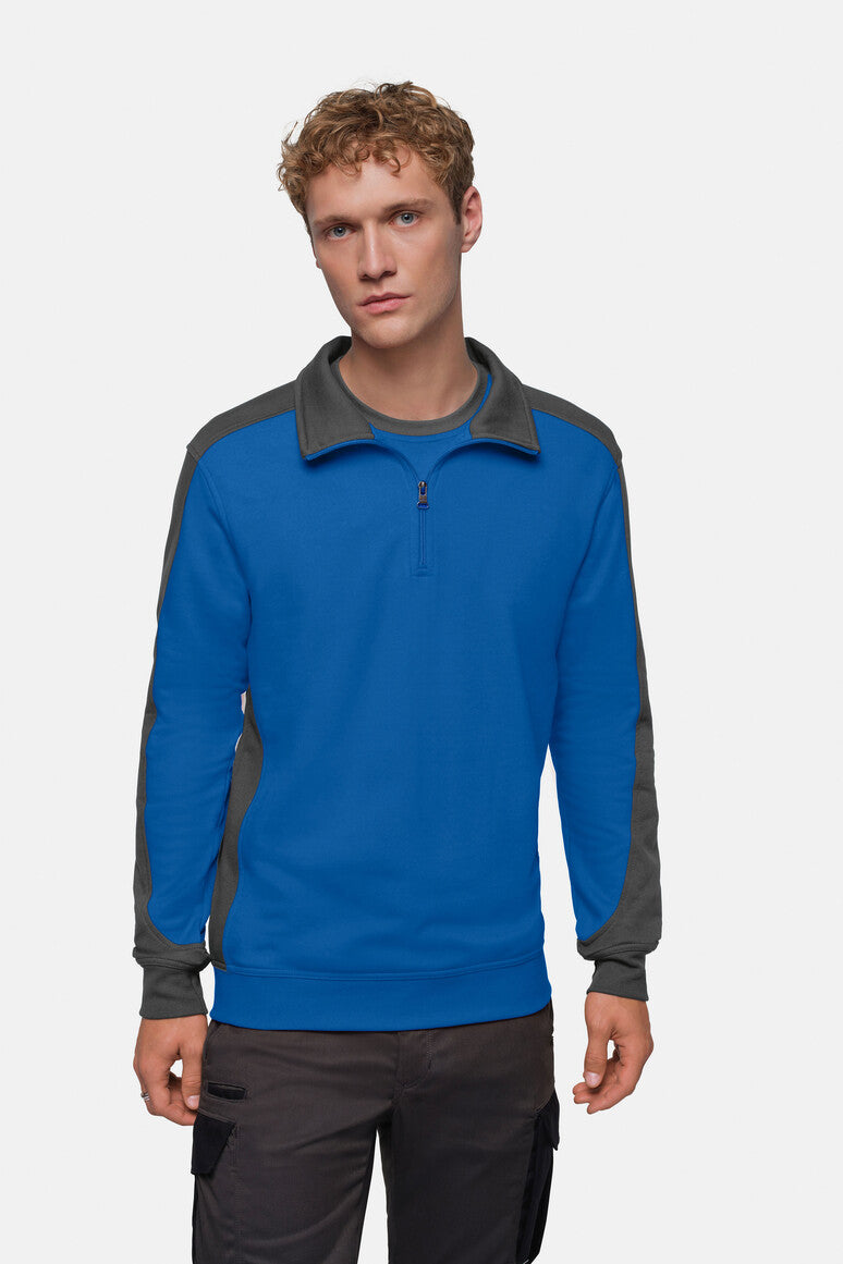 HAKRO Zip-Sweatshirt Contrast Mikralinar royalblau/anthrazit