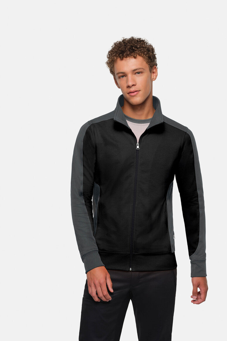 HAKRO Sweatjacke Contrast Mikralinar® schwarz/anthrazit