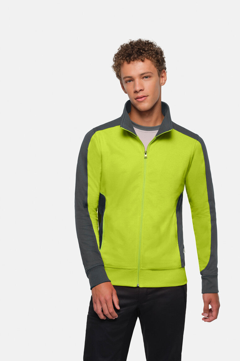 HAKRO Sweatjacke Contrast Mikralinar® kiwi/anthrazit