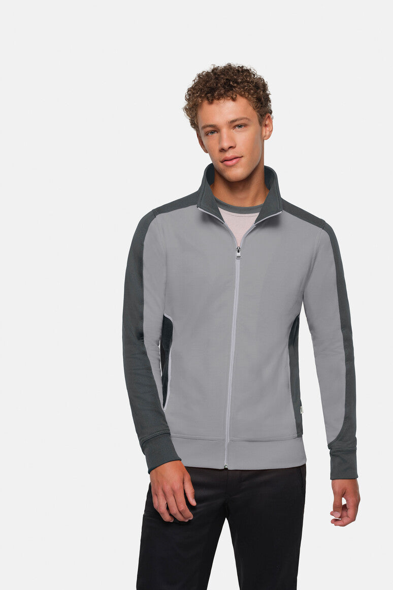 HAKRO Sweatjacke Contrast Mikralinar® titan/anthrazit