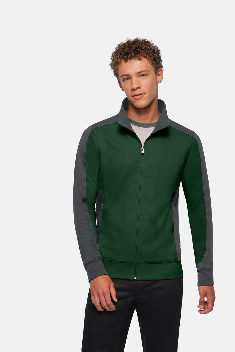HAKRO Sweatjacke Contrast Mikralinar® tanne/anthrazit