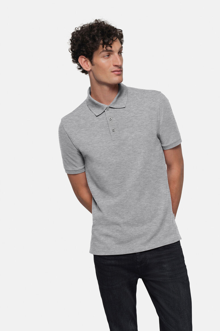 HAKRO Poloshirt Bio-Baumwolle GOTS grau meliert