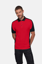 HAKRO Poloshirt Contrast  MIKRALINAR ECO rot/schwarz