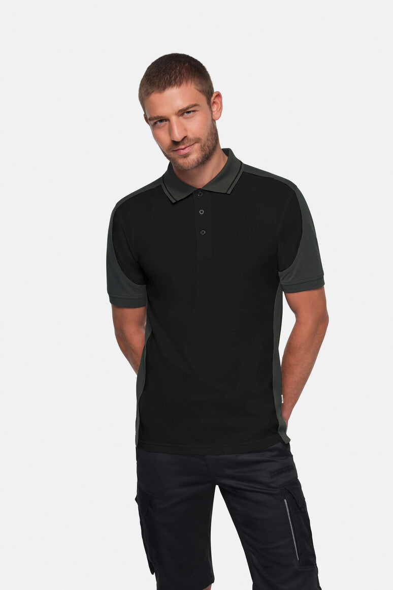 HAKRO Poloshirt Contrast  MIKRALINAR ECO schwarz/karbongrau
