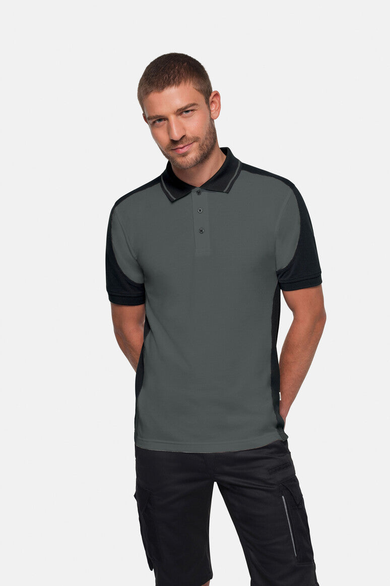 HAKRO Poloshirt Contrast  MIKRALINAR ECO anthrazit/schwarz