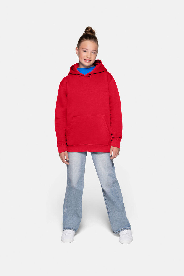 HAKRO Kinder Kapuzen-Sweatshirt Bio-Baumwolle rot