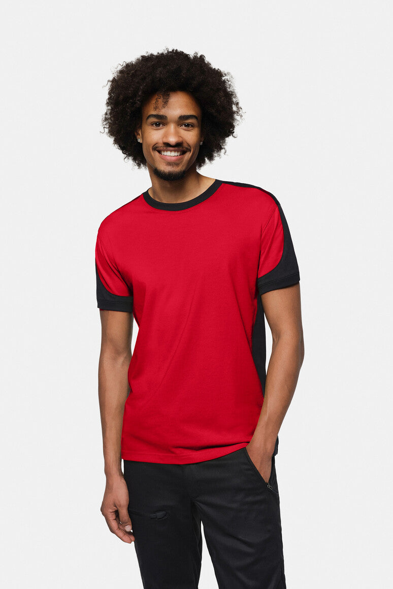 HAKRO T-Shirt Contrast MIKRALINAR ECO rot/schwarz