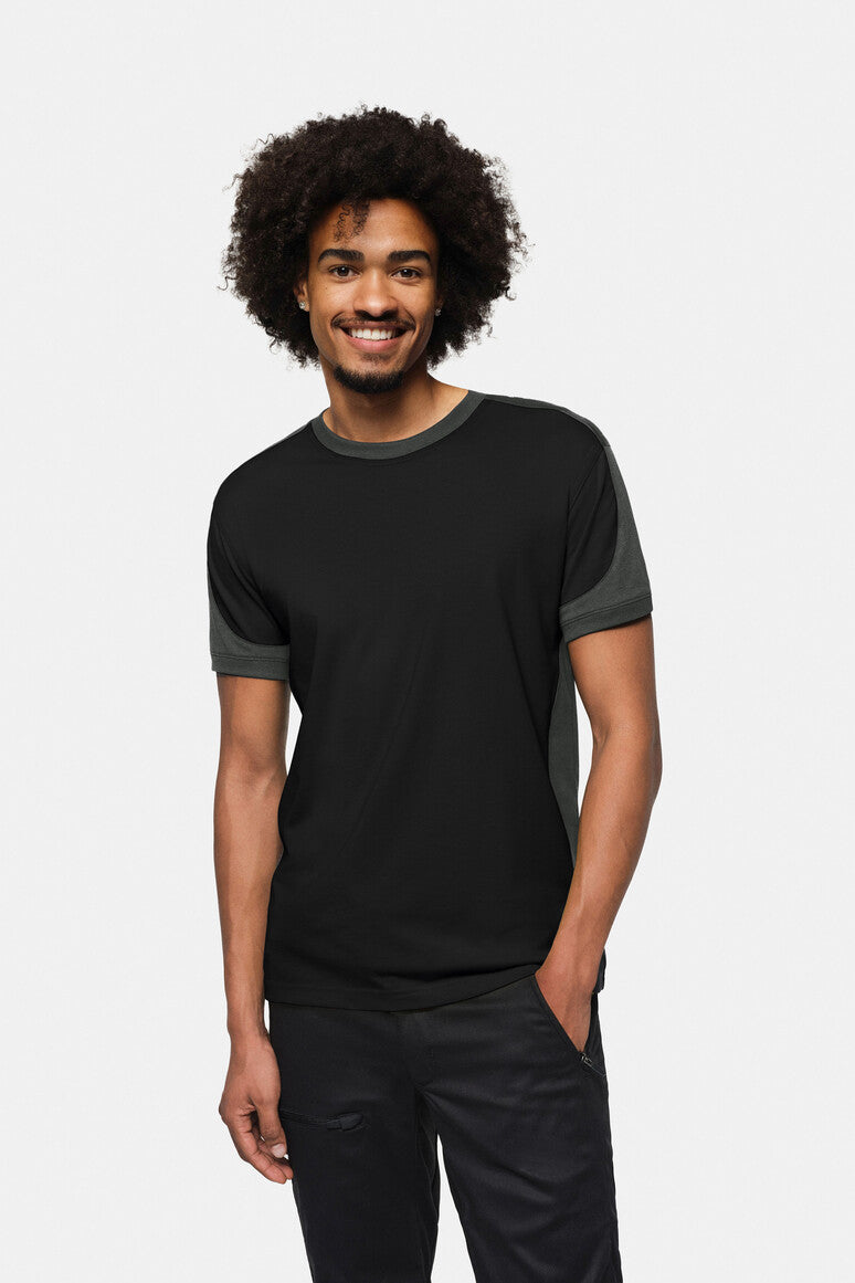 HAKRO T-Shirt Contrast MIKRALINAR ECO schwarz/karbongrau