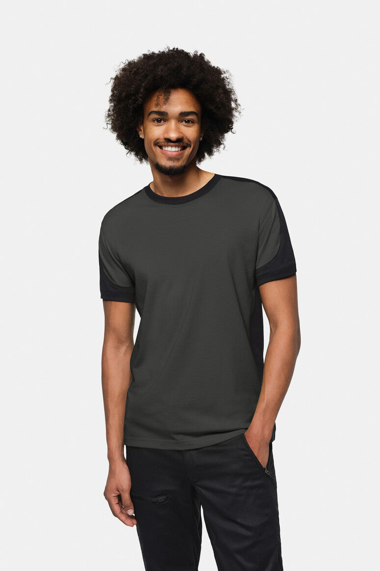 HAKRO T-Shirt Contrast MIKRALINAR ECO karbongrau/schwarz