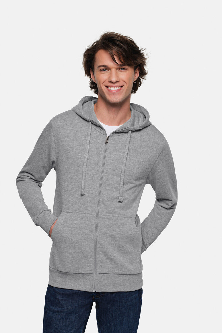 HAKRO Kapuzen-Sweatjacke Premium grau meliert