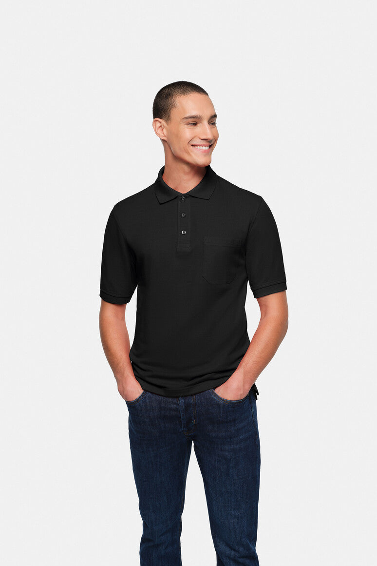 HAKRO Pocket-Poloshirt Top schwarz