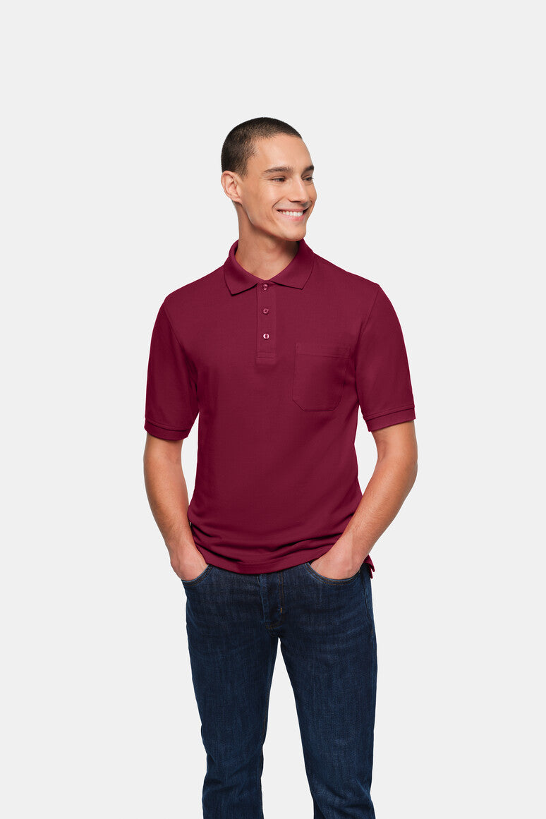 HAKRO Pocket-Poloshirt Top weinrot