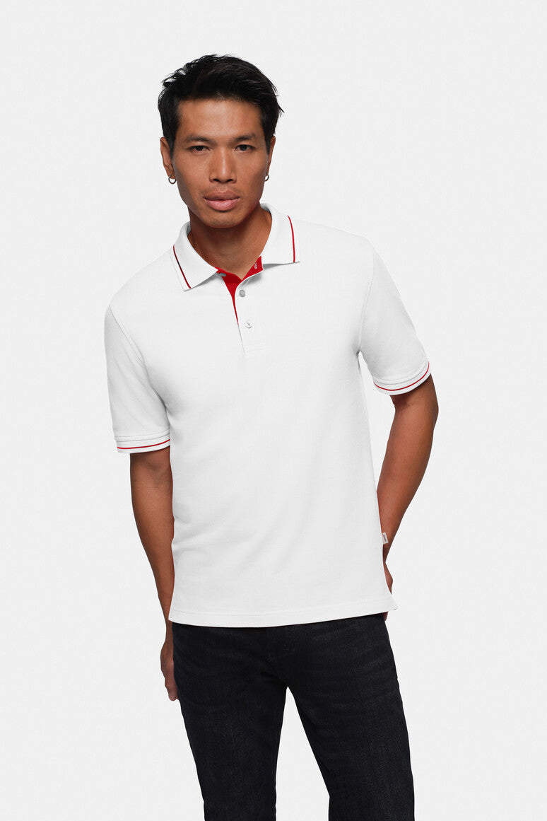 HAKRO Poloshirt Casual weiß/rot