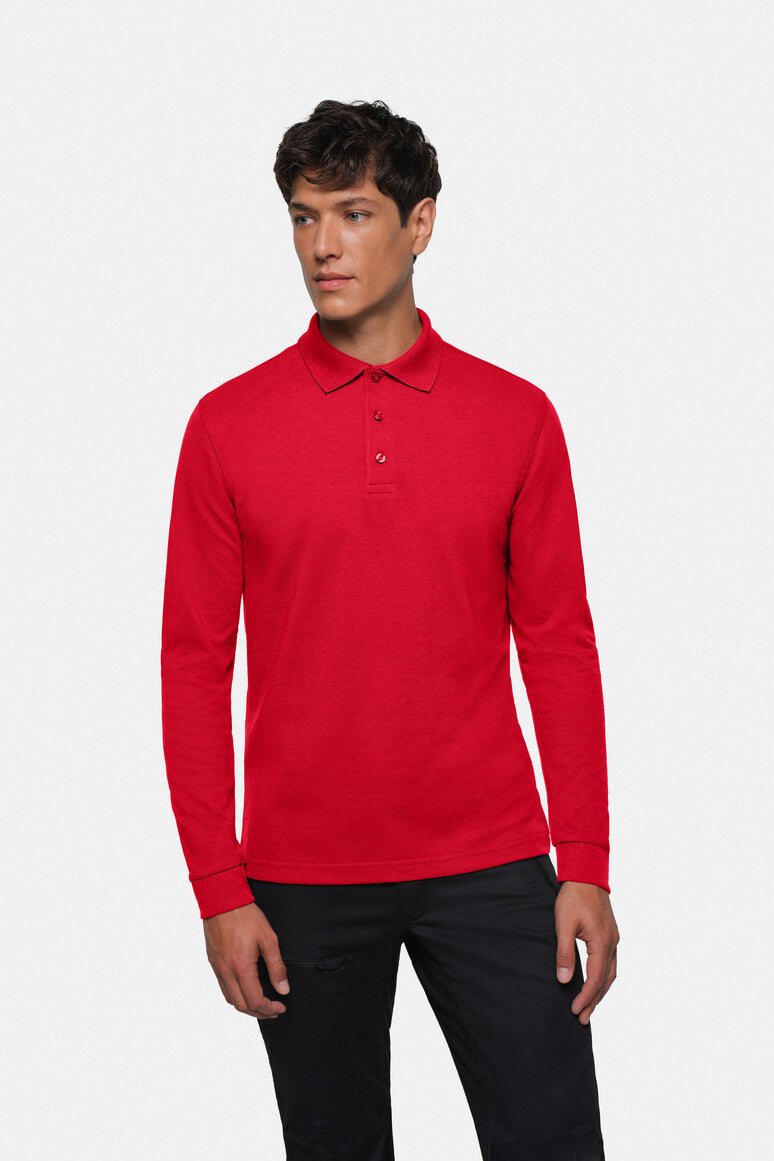 HAKRO Longsleeve-Poloshirt Mikralinar® rot