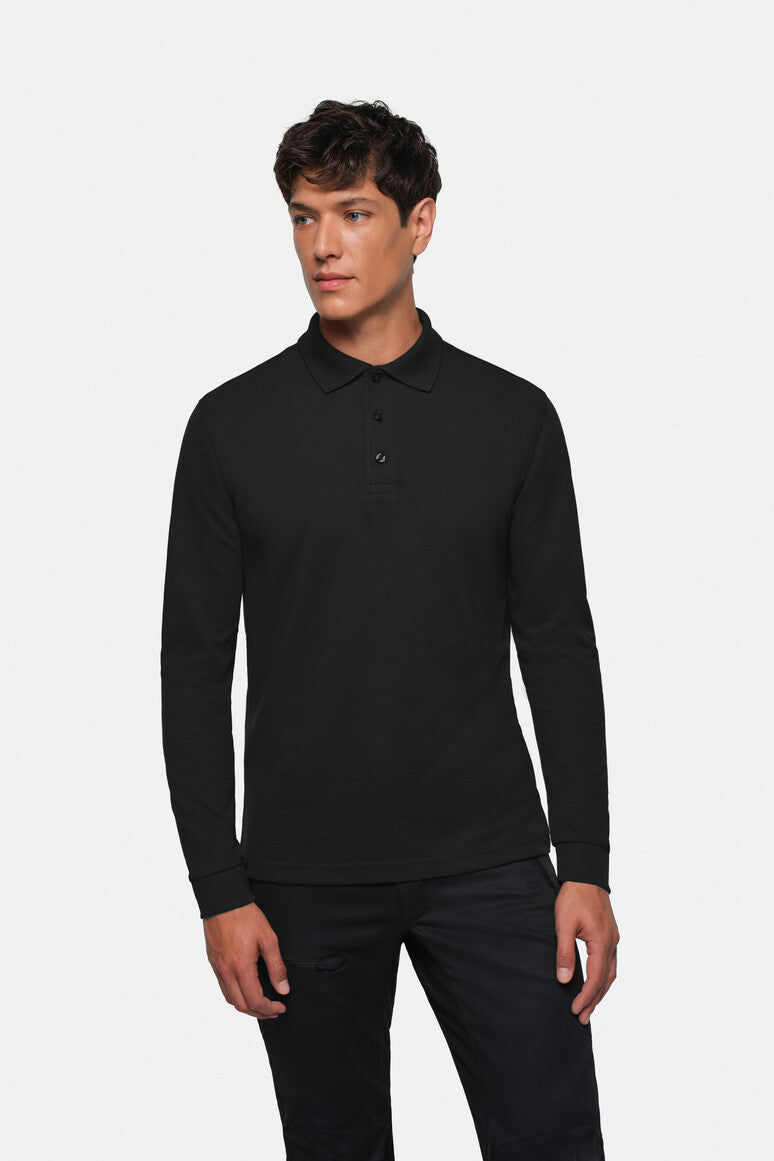 HAKRO Longsleeve-Poloshirt Mikralinar® schwarz
