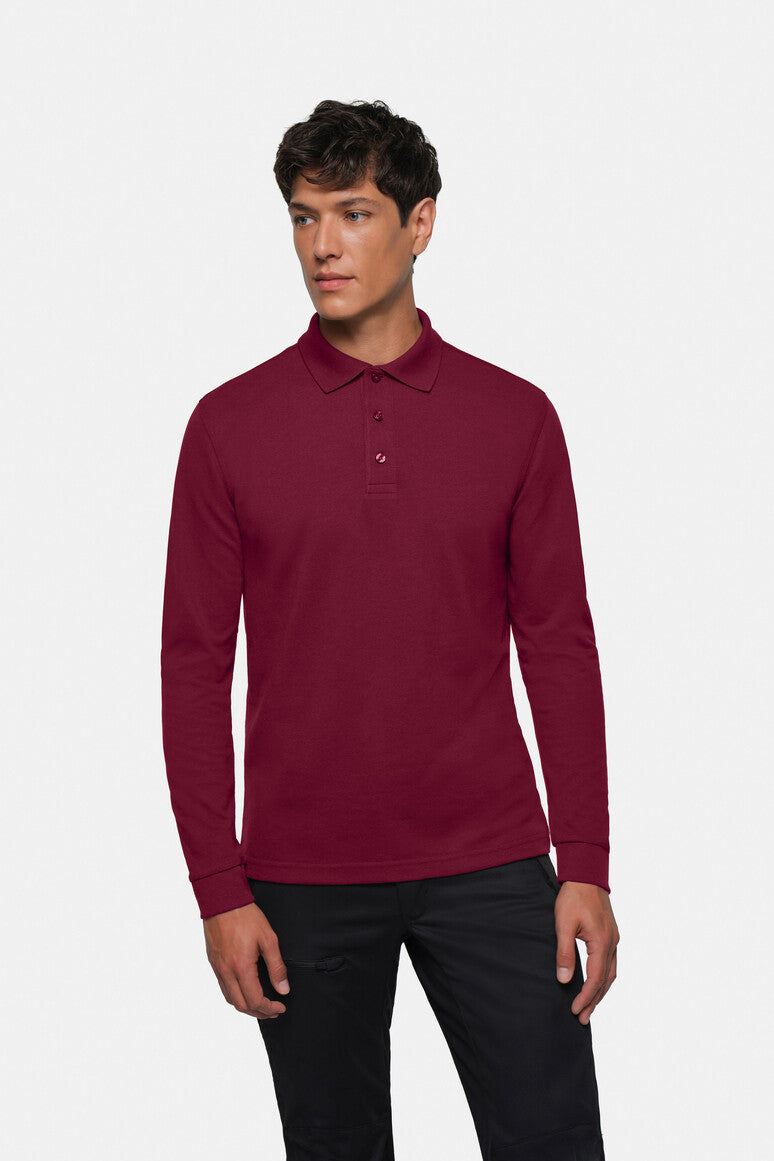 HAKRO Longsleeve-Poloshirt Mikralinar® weinrot