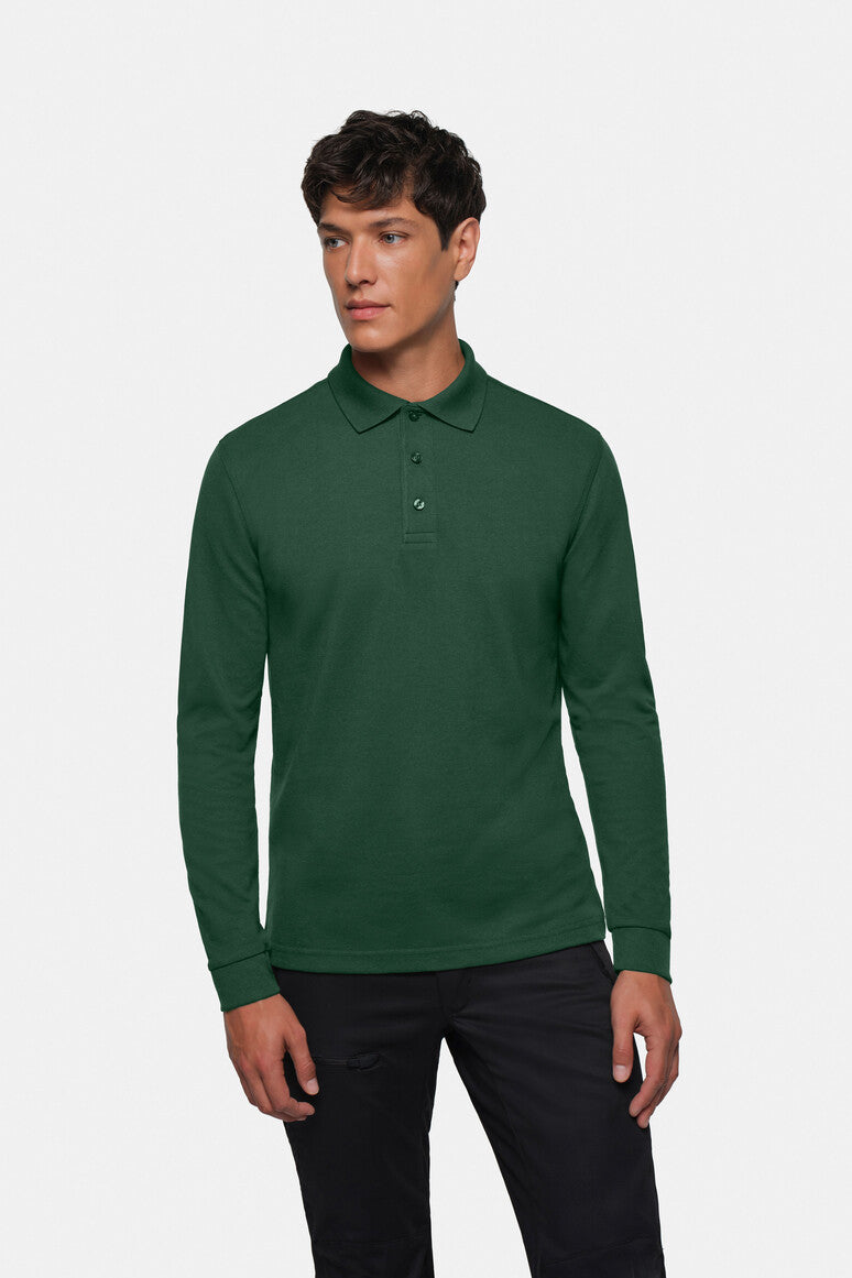 HAKRO Longsleeve-Poloshirt Mikralinar® tanne