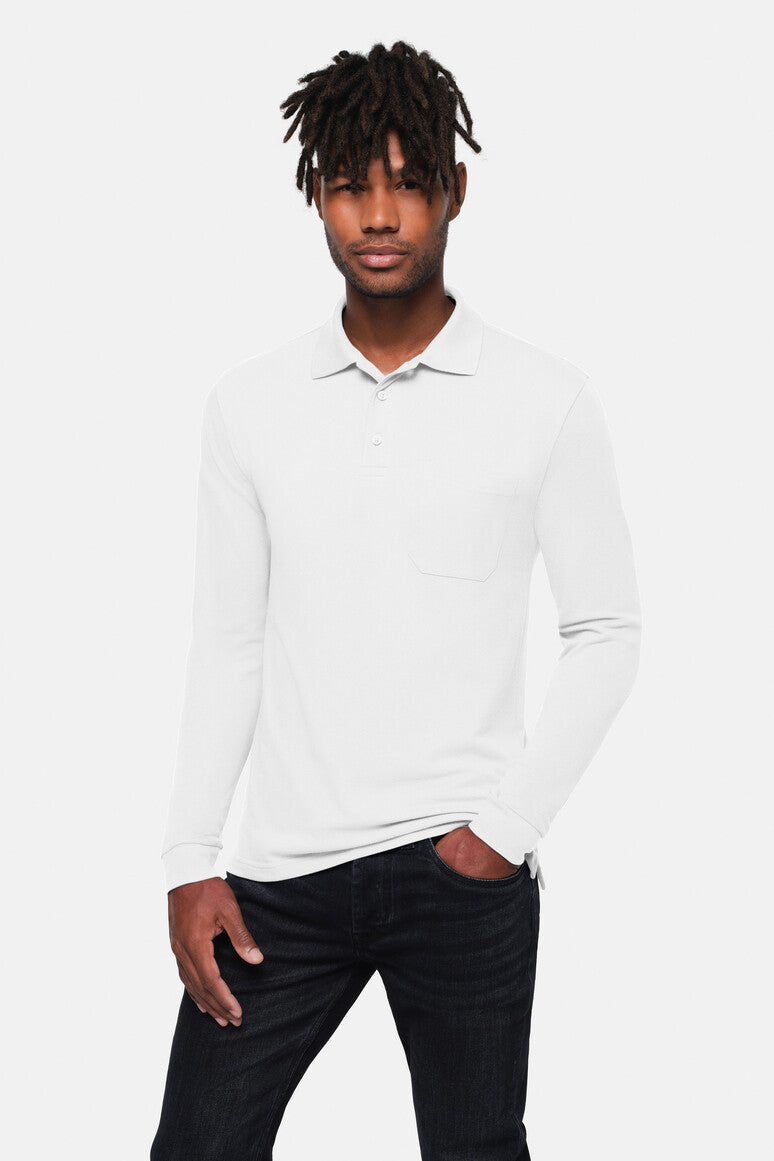 Pocket Longsleeve-Polo Mikralinar ECO weiß