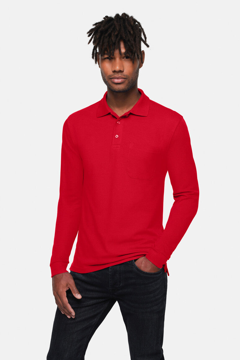 Pocket Longsleeve-Polo Mikralinar ECO rot