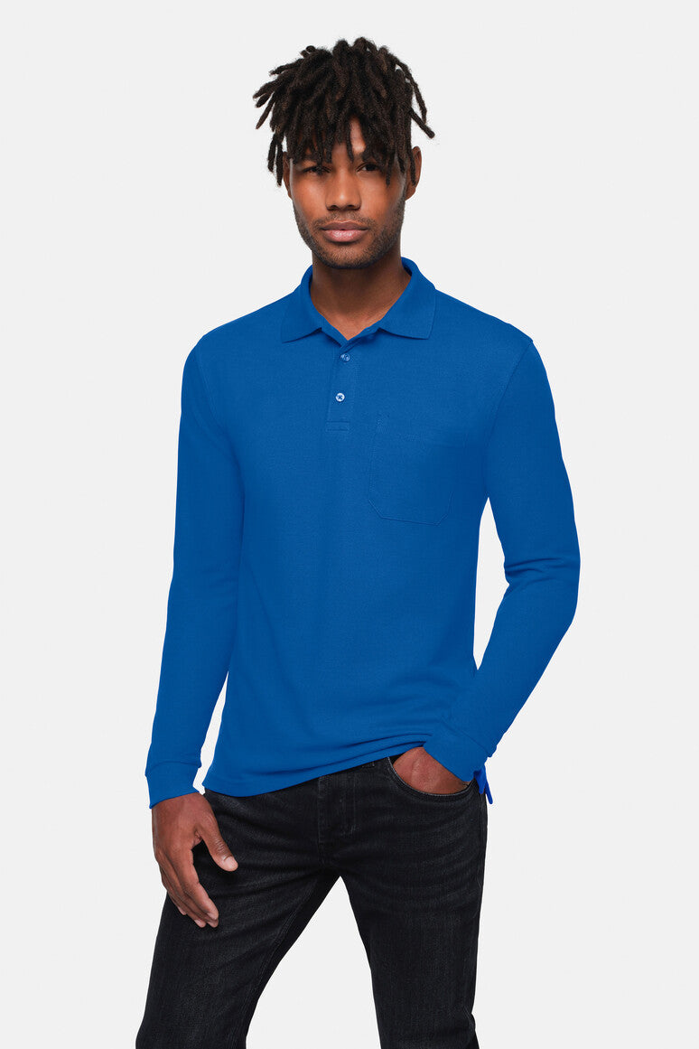 Pocket Longsleeve-Polo Mikralinar ECO royalblau