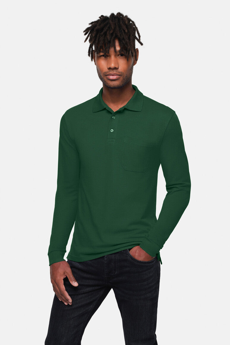 Pocket Longsleeve-Polo Mikralinar ECO tanne