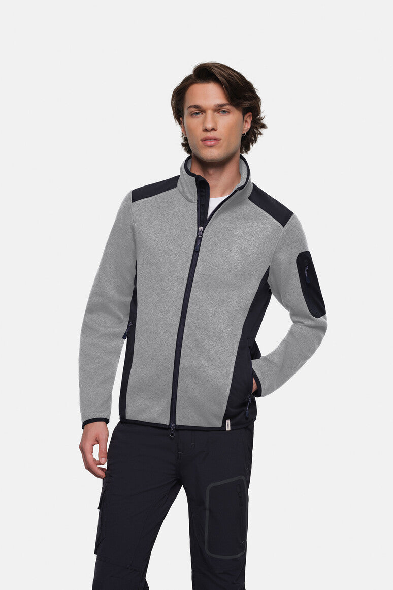 HAKRO Strickfleecejacke Dawson grau meliert