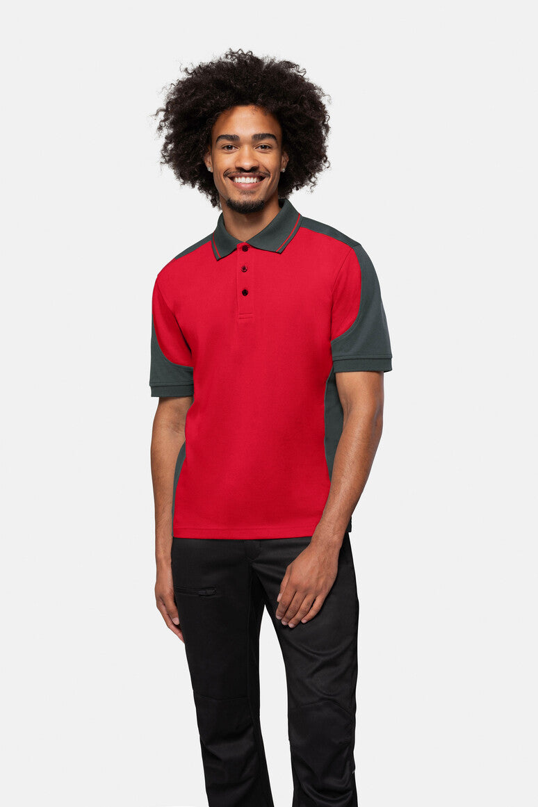 HAKRO Poloshirt Contrast Mikralinar® rot/anthrazit