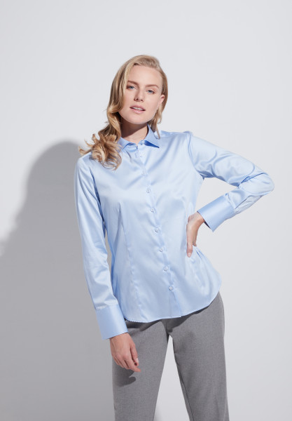 Damen Bluse Modern Classic hellblau - Eterna