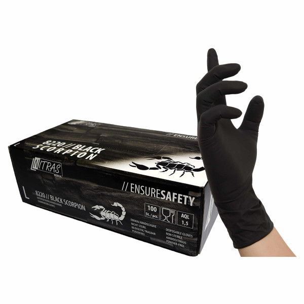 Nitras Medical Latex Einweghandschuhe BLK SCORPION PF 100 Stück