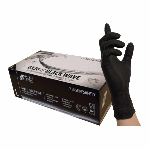 Nitras Medical Nitril Einweghandschuhe BLACK WAVE schwarz 100er Box